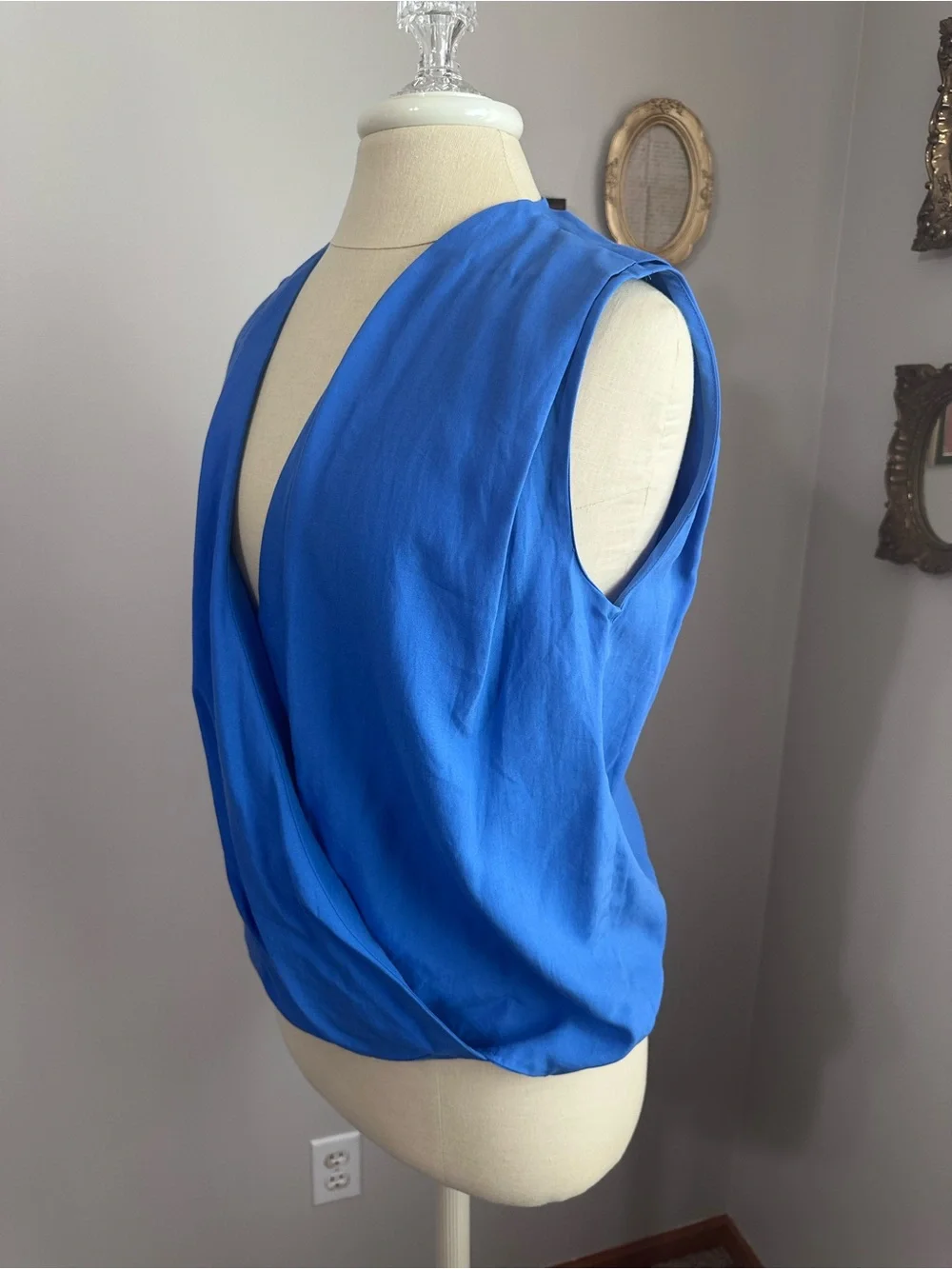 Mango Cobalt Blue Sleeveless Surplice V-Neck Camisole